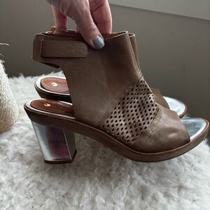 Stylish Brown Leather Ankle Booties silver leather all leather